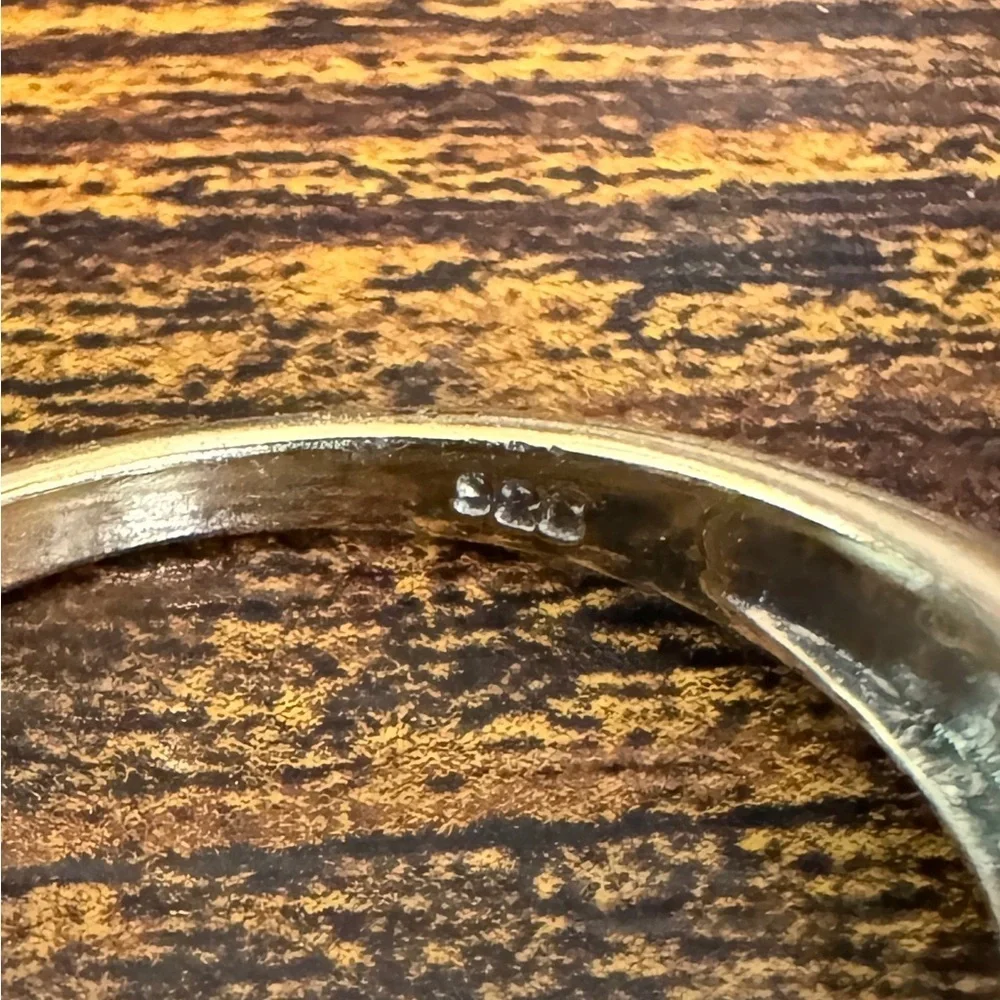 Vintage Emerald & Diamond Gold Over Sterling Silver Ring (7)